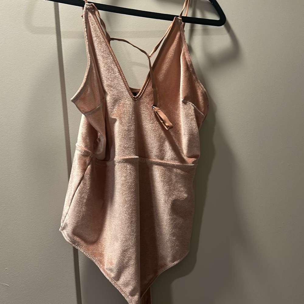 Pink velvet bodysuit